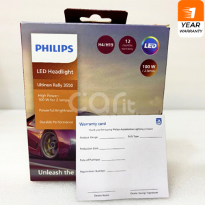 Philips Ultinon Rally 3550 LED Headlight H4 – 100W | 6500K White Light | Ultra-Bright Upgrade